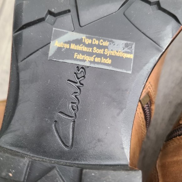 Clarks women's biker boots brown leather mid calf buckles size 8 - Picture 10 of 13